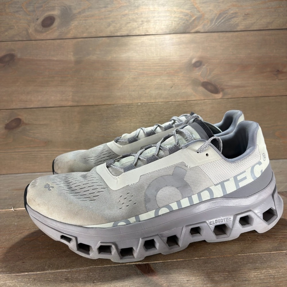 On Cloudmonster Mens size 12 shoes Gray Mesh CloudTec Lace Up running sneakers